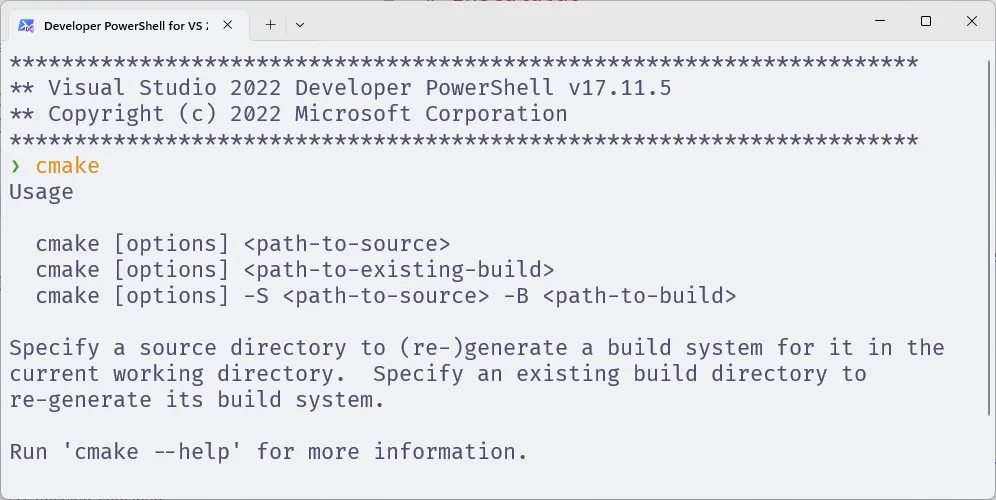 Terminal com o PowerShell, em que se executa o comando supracitado.