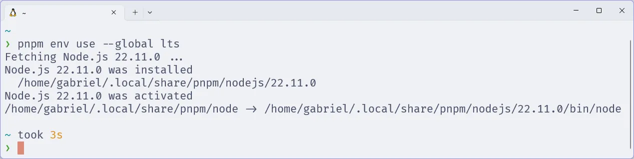 Instalação do Node no Zsh.