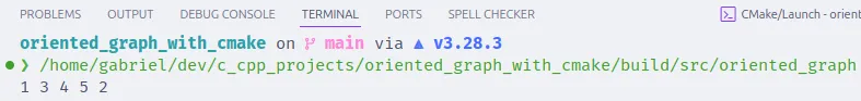Seção de Terminal do Visual Studio Code, em que se vê a saída do programa.