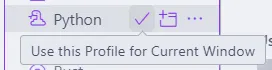 Parte do menu de perfis do Visual Studio Code, em que se seleciona o perfil "Python".
