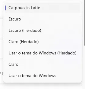 Lista de temas disponíveis no Windows Terminal.